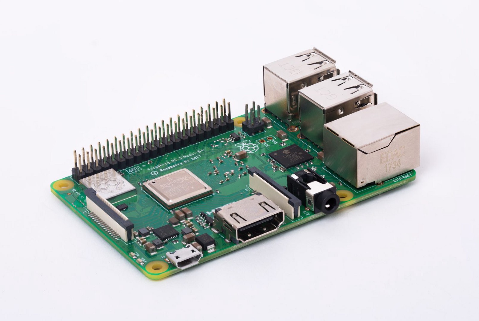 Modelo de Raspberry Pi con cuatro puertos USB