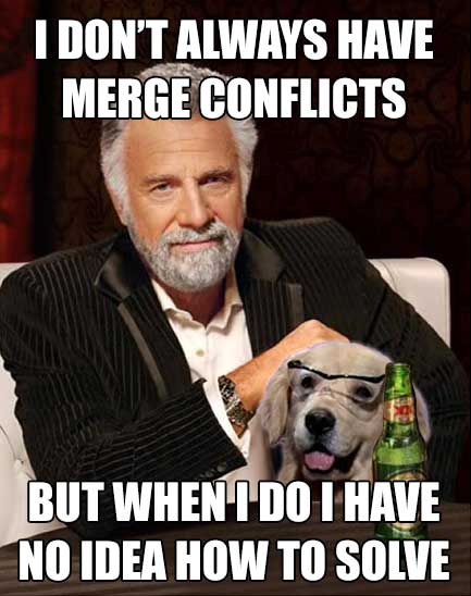 No siempre tengo conflictos al mergear. Pero cuando los tengo, no tengo ni idea de cómo resolverlos.